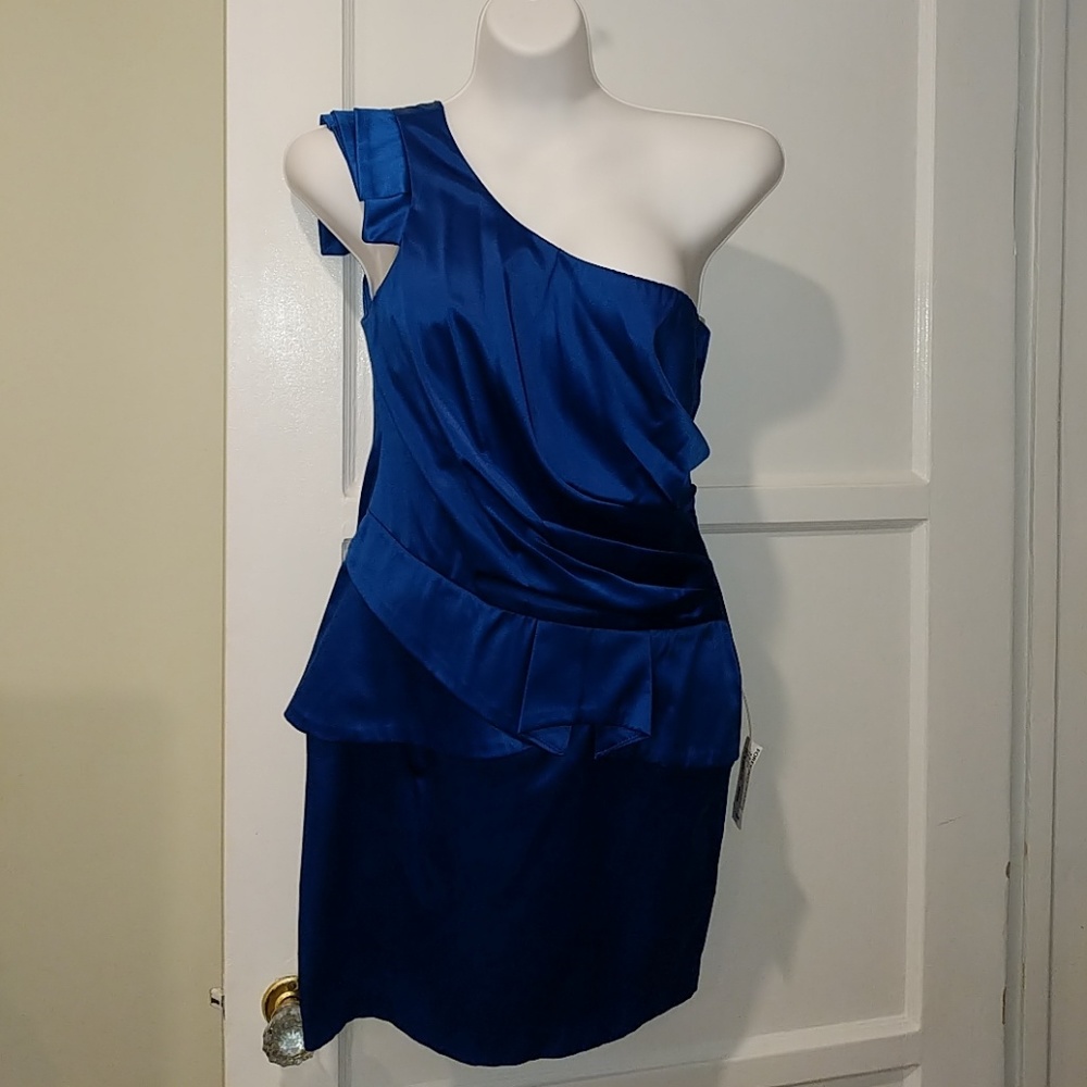Foreign Exchange blue satin dress